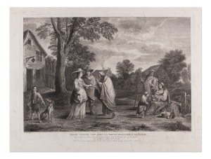LOUIS SURUGUE DE SURGIS (FRANCE / FRENCH 1686 - 1762) - Fait dire la bonne aventure à sa femme (according to Teniers)