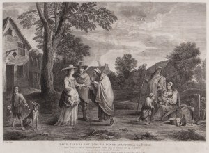 LOUIS SURUGUE DE SURGIS (FRANCE / FRENCH 1686 - 1762) - Fait dire la bonne aventure à sa femme (according to Teniers)