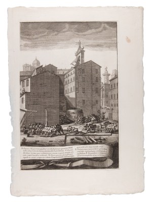 GIOVANNI BATTISTA PIRANESI (ITALY / ITALIAN 1720 - 1778) - Machine built for the extraction of the column of Antonino Pio