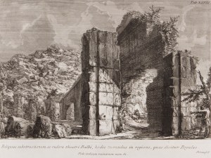GIOVANNI BATTISTA PIRANESI (ITALY / ITALIAN 1720 - 1778) - Reliquiae substructionum, ac rudera theatri Balbi, hodie tumulus in regione, quae dicitur Regulae