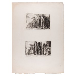 GIOVANNI BATTISTA PIRANESI (ITALY / ITALIAN 1720 - 1778) - Veduta dei muri che investivano le falde del Monte Celio and Avanzo del Tempio della Speranza Vecchia