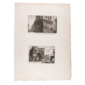 GIOVANNI BATTISTA PIRANESI (ITALY / ITALIAN 1720 - 1778) - Veduta dell'avanzo della Casa di Nicolò di Rienzo and Una delle due Fornici di Stertinio nel Foro Boario