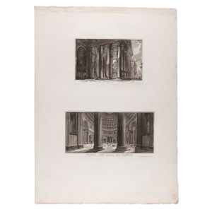 GIOVANNI BATTISTA PIRANESI (ITALY / ITALIAN 1720 - 1778) - Veduta interna del Pronao del Pantheon and Veduta dell'interno del Pantheon
