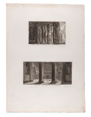 GIOVANNI BATTISTA PIRANESI (ITALY / ITALIAN 1720 - 1778) - Veduta interna del Pronao del Pantheon and Veduta dell'interno del Pantheon