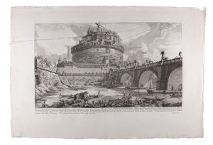 GIOVANNI BATTISTA PIRANESI (ITALY / ITALIAN 1720 - 1778) - Veduta del Ponte, e del Mausoleo, fabbricati da Elio Adriano (large sheet)