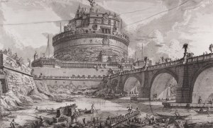 GIOVANNI BATTISTA PIRANESI (ITALY / ITALIAN 1720 - 1778) - Veduta del Ponte, e del Mausoleo, fabbricati da Elio Adriano (large sheet)