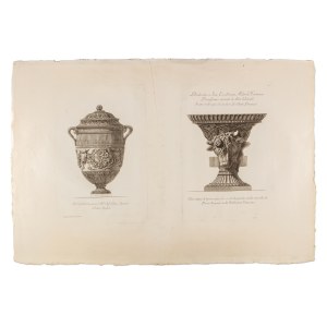 GIOVANNI BATTISTA PIRANESI (ITALY / ITALIAN 1720 - 1778) - Vaso antico di terra cotta, che si vede disegnato nella raccolta di Pirro Logorio nella Biblioteca Vaticana (large sheet)