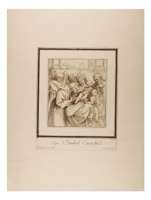 JOHANN GOTTLIEB PRESTEL (GERMANY / GERMAN 1739 - 1808) - Madonna with Children and Saints (after Carracci)
