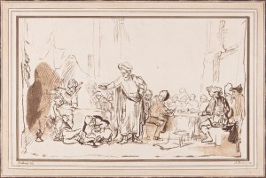 ADAM VON BARTSCH (AUSTRIA / AUSTRIAN 1757 - 1821) - The Parable of the Wedding Banquet (after Rembrandt)