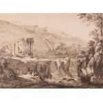 JEAN JACQUES DE BOISSIEU (FRANCE / FRENCH 1736 - 1810) - Temple de la Sibylle Tiburtine and Tivoli and River Landscape