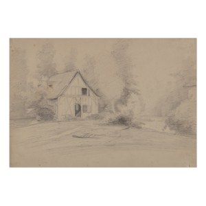 AUGUST BEDŘICH PIEPENHAGEN (CZECH / BOHEMIAN 1791 - 1868) - Landscape study with a half-timbered house