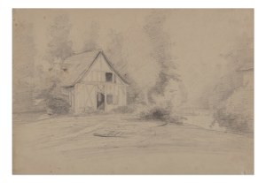 AUGUST BEDŘICH PIEPENHAGEN (CZECH / BOHEMIAN 1791 - 1868) - Landscape study with a half-timbered house