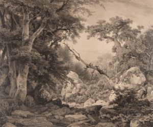 WILHELM VON ABBEMA (GERMANY / GERMAN 1812 - 1889) - A deer and two owls (after Lessing)