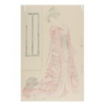 TORII KIYONAGA 鳥居 清長 (JAPAN / JAPANESE 1752 - 1815) - Young Woman with a Dog (Jittai-e fūzoku series)