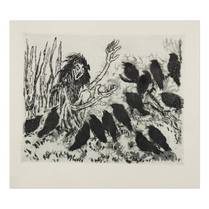 JAROSLAV PANUŠKA (CZECH / BOHEMIAN 1872 - 1958) - Witch among the ravens