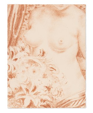 MAX ŠVABINSKÝ (CZECH / BOHEMIAN 1873 - 1962) - Girl's nude with a bouquet