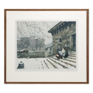 FRANTIŠEK TAVÍK ŠIMON (CZECH / BOHEMIAN 1877 - 1942) - By the Seine in winter