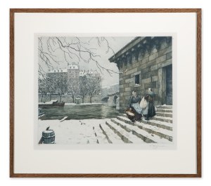 FRANTIŠEK TAVÍK ŠIMON (CZECH / BOHEMIAN 1877 - 1942) - By the Seine in winter