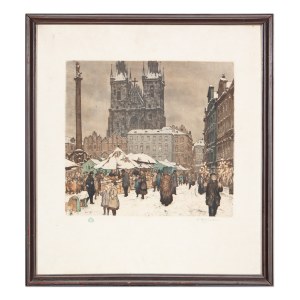 TAVÍK FRANTIŠEK ŠIMON (CZECH / BOHEMIAN 1877 - 1942) - St. Nicholas Market on Old Town Square