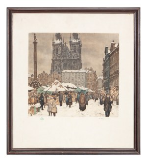 TAVÍK FRANTIŠEK ŠIMON (CZECH / BOHEMIAN 1877 - 1942) - St. Nicholas Market on Old Town Square