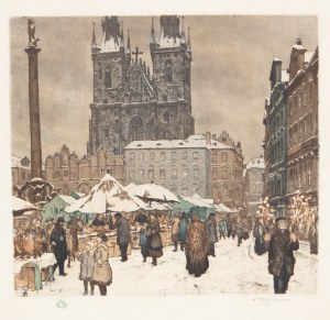 TAVÍK FRANTIŠEK ŠIMON (CZECH / BOHEMIAN 1877 - 1942) - St. Nicholas Market on Old Town Square