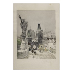 RICHARD TESCHNER (CZECH / BOHEMIAN 1879 - 1948) - On the Charles Bridge
