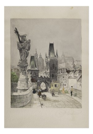 RICHARD TESCHNER (CZECH / BOHEMIAN 1879 - 1948) - On the Charles Bridge