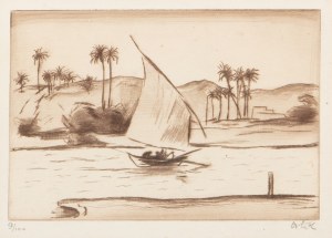 EMIL ORLIK (CZECH / BOHEMIAN 1870 - 1932) - Nile landscape with felucca
