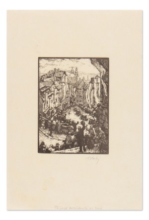 FRANTIŠEK HORKÝ (CZECH / BOHEMIAN 1879 - 1936) - Arrival of the President at the Castle