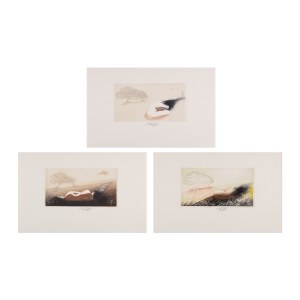 LADISLAV KUKLÍK (CZECH / BOHEMIAN 1947*) - Nudes of girls by a tree - 3 graphic sheets
