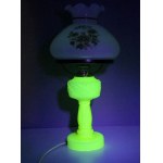 Art Nouveau table lamp - uranium base - Czechoslovakia - 1930s [ uranium glass ].