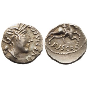 Celtic. Gallia, Rhône valley, Quinarius, I century BC; AR (1,95 g; 14,2 mm)