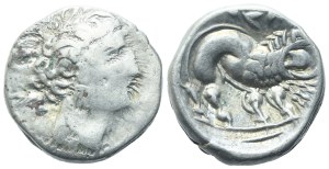 Gaul, Southern Insubres, Tetrobol (Imitating Massalia), 1st century BC; AR (2,88 g; 14,5 mm; 3 h)