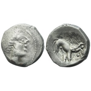 Gaul, Southern Insubres, Tetrobol (Imitating Massalia), 1st century BC; AR (2,26 g; 14 mm)