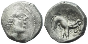 Gaul, Southern Insubres, Tetrobol (Imitating Massalia), 1st century BC; AR (2,26 g; 14 mm)