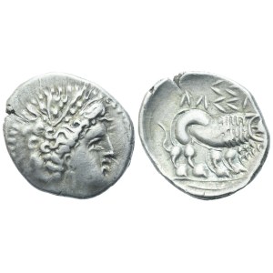 Gaul, Southern Insubres,Tetrobol (Imitating Massalia), 1st century BC; AR (3 g ; 17 mm; 3 h)