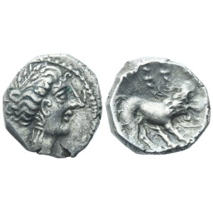 Gaul, Southern Insubres, Tetrobol (Imitating Massalia), 1st century BC; AR (2,84 g; 13,5 mm)