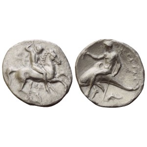 Calabria, Tarentum, Nomos, c. 332-302; AR (7,62 g; 21 mm; 9 h)