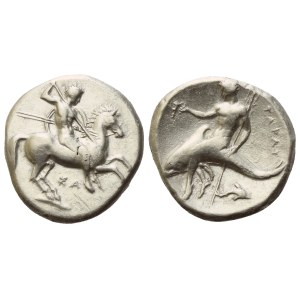 Calabria, Tarentum, Nomos, c. 332-302 BC; AR (7,79 g; 21 mm; 9 h)