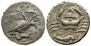 Sicily, Akragas (c. 410-406 BC), Litra; AR (0,84 g; 11,9 mm; 1 h)