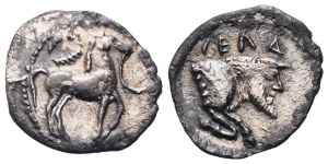 Sicily, Gela, Litra, 465-450 BC; AR (0,55 g; 11,7 mm; 6 h)