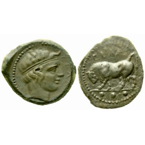 Sicily, Gela (c. 420-405 BC), Tetras; Æ (3,92 g; 18 mm; 2 h)