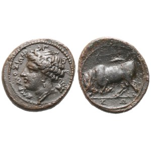 Sicily, Syracuse. Agathokles (317-289 BC), Trias (?); Æ (3,67 g; 16,6 mm; 12 h)