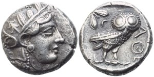 Attica, Athens, Tetradrachm, early 4th century BC; AR (17,10 g; 23,5 mm; 9 h)