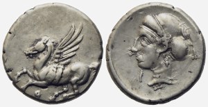 Corinthia, Corinth (c. 400-350 BC), Drachm; AG (2,75 g; 15 mm; 3 h)