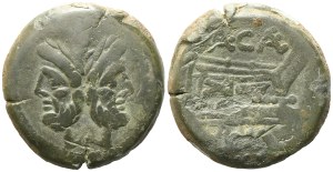 A. Caecilius, As, c. 169-158; Æ (32,43 g; 33,2 mm; 6 h)