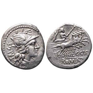 C. Curiatius Trigeminus, Denarius, 142 BC; AR (3,77 g; 20,1 mm; 11 h)