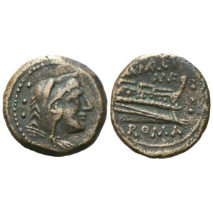 M. Marcius, Quadrans, 134 BC; Æ (4,51 g; 19,4 mm; 9 h)