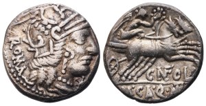 Cn. Fulvius, M. Calidius and Q. Metellus, Denarius, 117-116 BC; AR (3,96 g; 17,9 mm; 5 h)