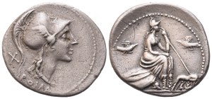 Anonymous, Denarius, Rome, 115-114 BC; AR (3,86 g; 21,4 mm; 11 h)